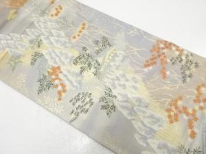寺院風景模様織り出し　袋帯